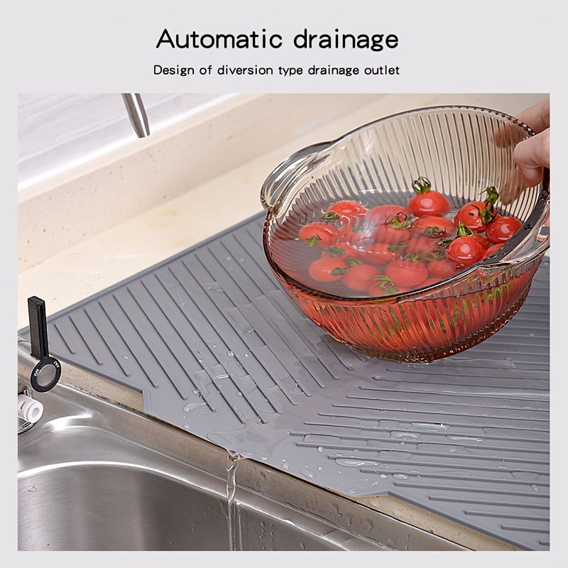 Silicone Drying Mat for Kitchen Counter – Heat Resistant, Non-Slip Dish Drainer Pad for Dishes, Glasses, Cookware | Dishwasher Safe | Thomler