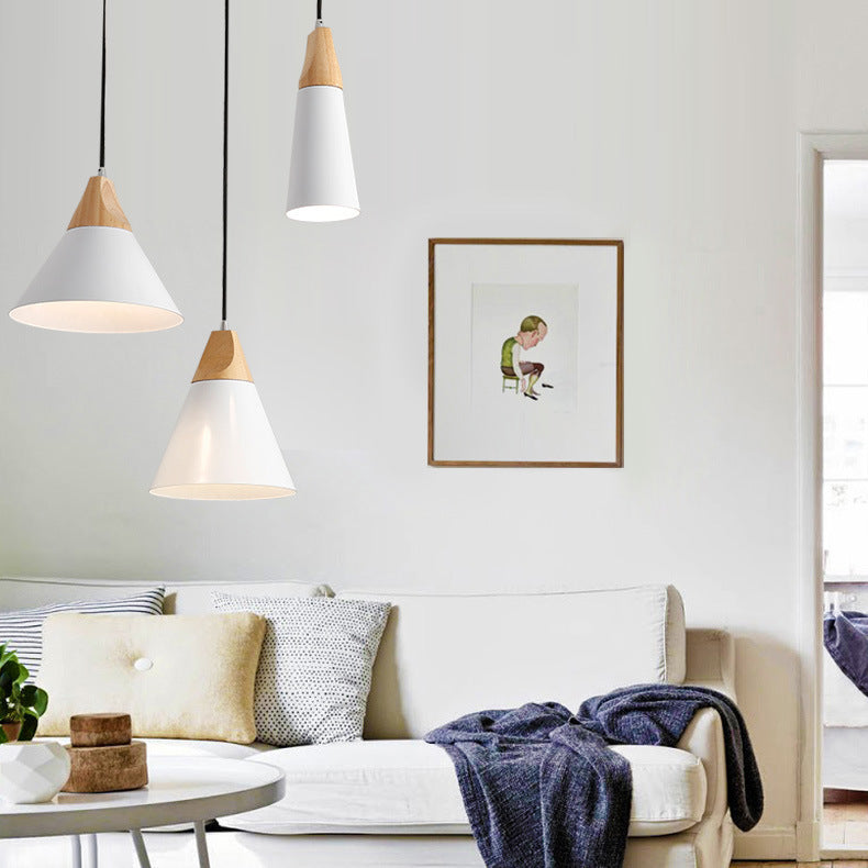 Pendant Light Wood Aluminium E27 Grey Dining Room Kitchen Island Hanging Ceiling Lamp Scandinavian Modern | Thomler