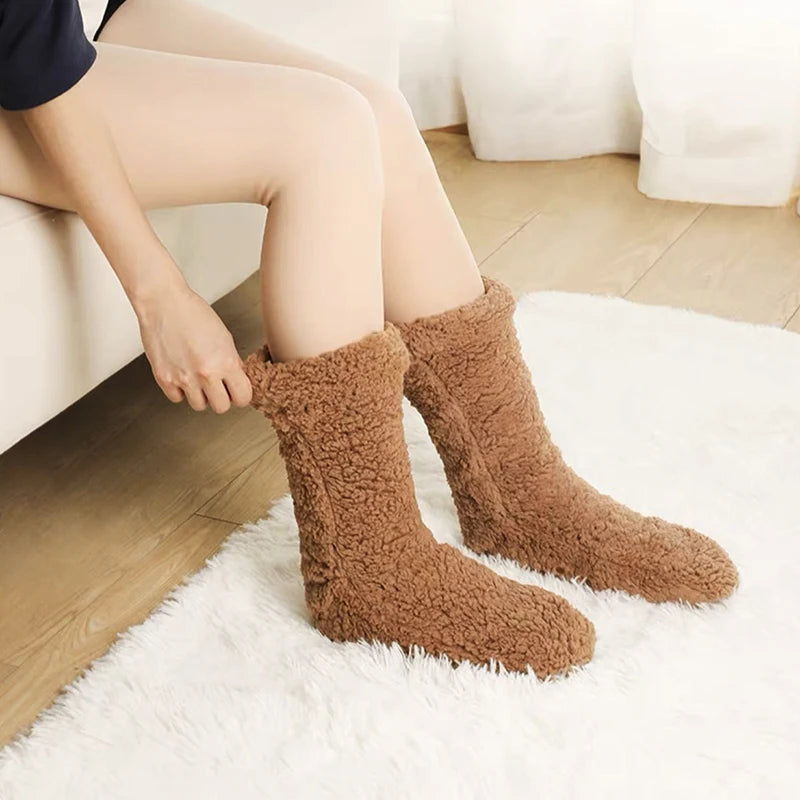 Fleece-Lined House Socks for Cold Weather – Slip-On Cushioned Slipper Socks for Lounging, Sleeping & Everyday Indoor Wear | Thomler