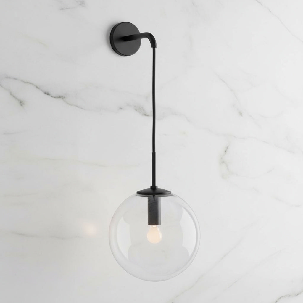 Glass Cylinder Wall Light Fixture Black or Gold Finish for Hallway Bedroom Living Room Entryway Contemporary Indoor Lighting | Thomler