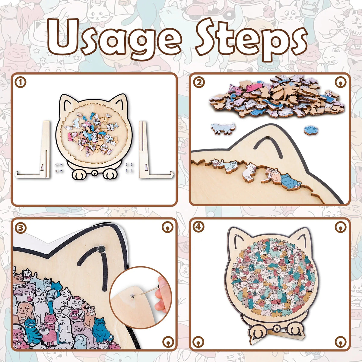 135-Piece Wooden Feline Jigsaw – Artistic Tabby Silhouette Puzzle for Relaxation | Thomler