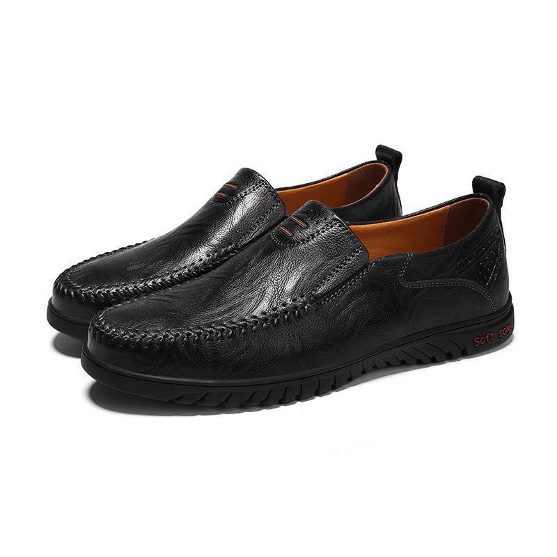 Men's Black Leather Oxfords – Waterproof Casual Dress Shoes for Work, Office & Everyday Comfort – Durable Non-Slip Formal Footwear | Thomler