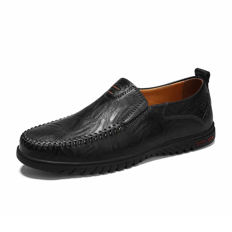Men's Black Leather Oxfords – Waterproof Casual Dress Shoes for Work, Office & Everyday Comfort – Durable Non-Slip Formal Footwear | Thomler
