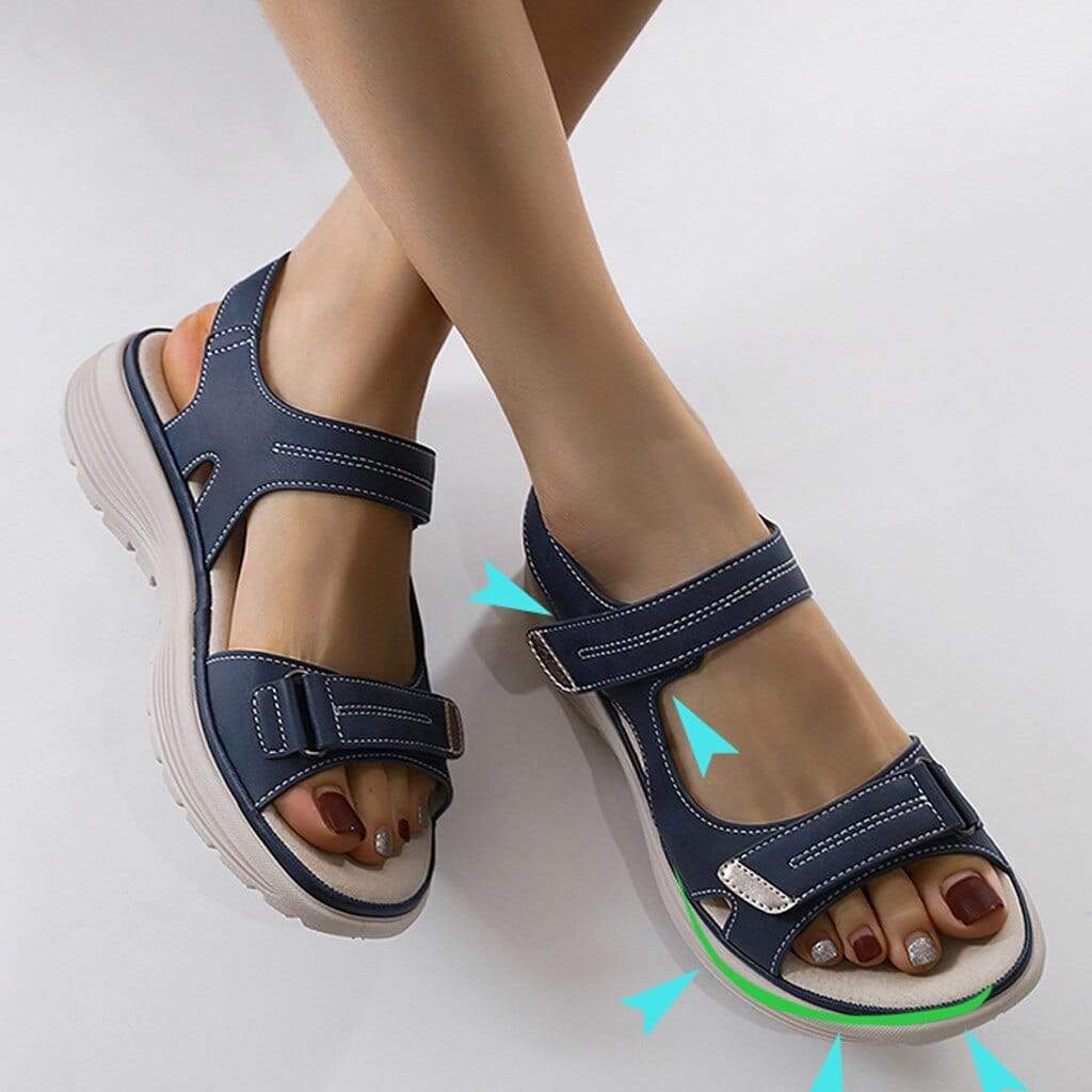 Women's Platform Sandals with Velcro Straps Open Toe Cushioned Footbed for All-Day Wear Summer Walking Shoes | Thomler