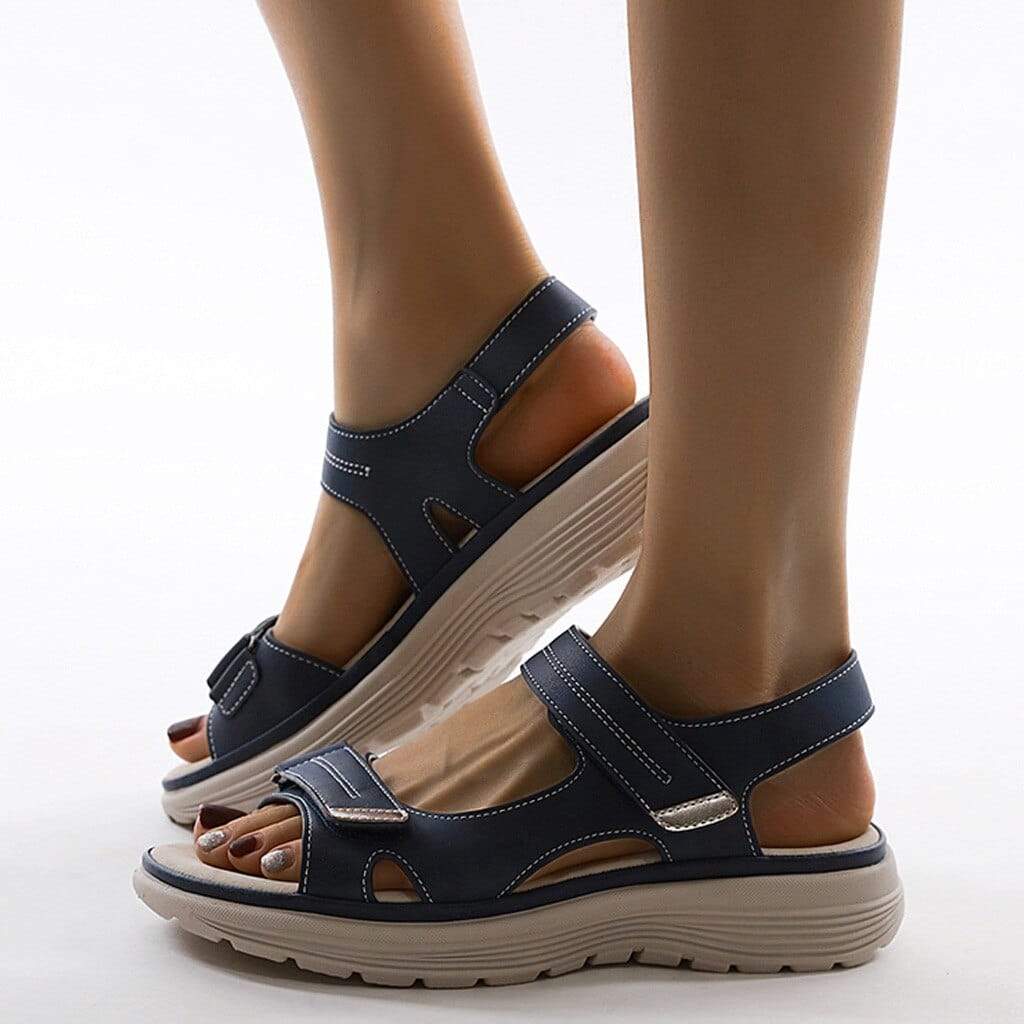 Women's Platform Sandals with Velcro Straps Open Toe Cushioned Footbed for All-Day Wear Summer Walking Shoes | Thomler