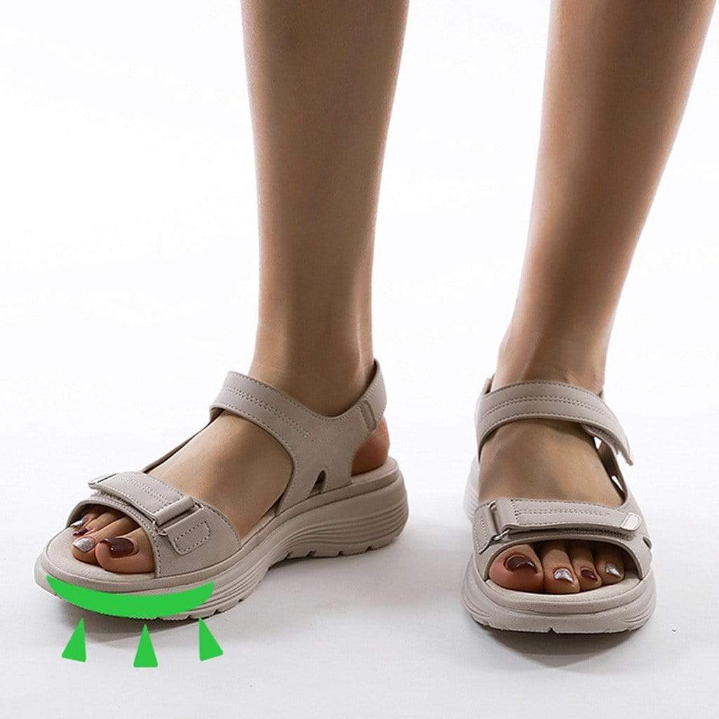 Women's Platform Sandals with Velcro Straps Open Toe Cushioned Footbed for All-Day Wear Summer Walking Shoes | Thomler