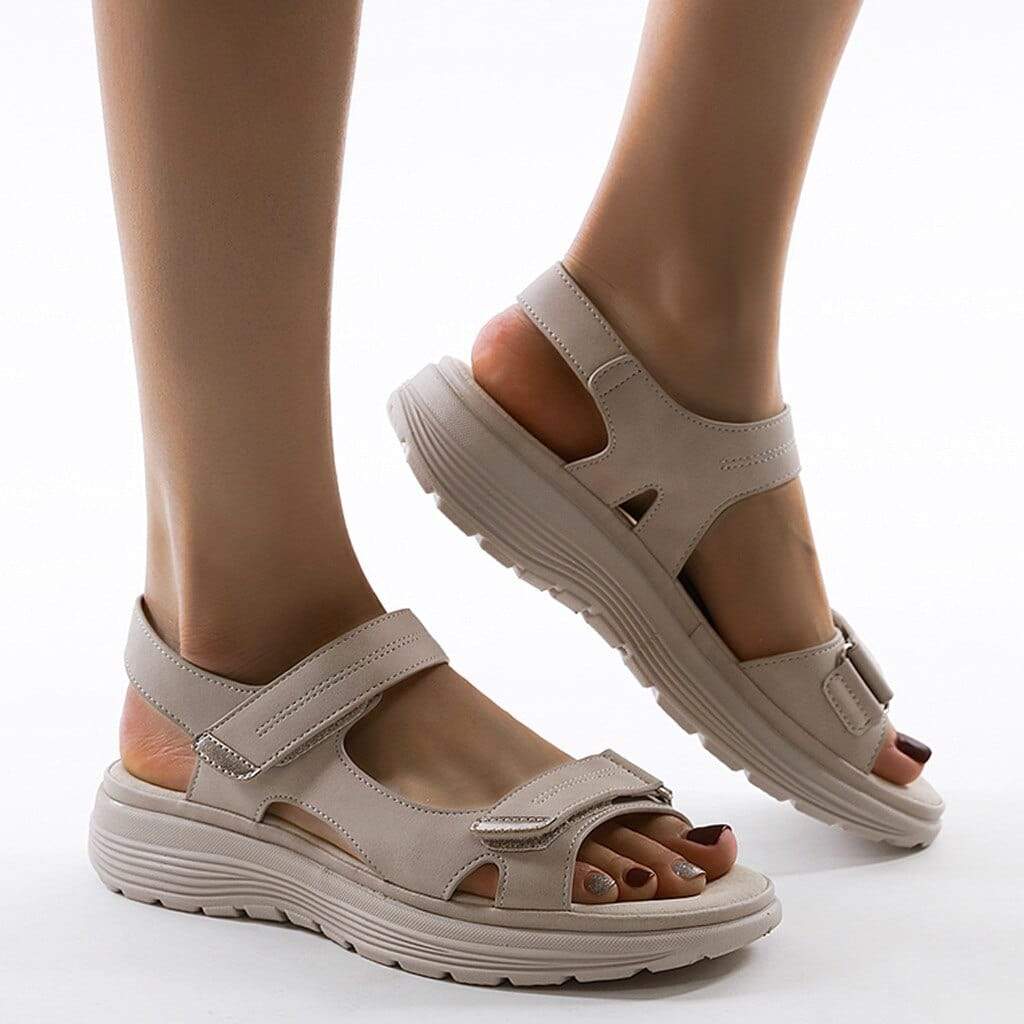 Women's Platform Sandals with Velcro Straps Open Toe Cushioned Footbed for All-Day Wear Summer Walking Shoes | Thomler