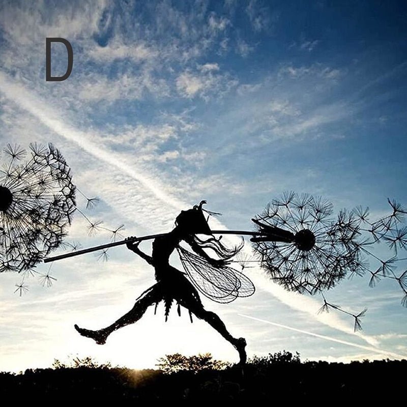 Spinning Fairy Garden Stake Wind Spinner Metal Dandelion Yard Art Outdoor Decor for Flower Beds Patio Lawn Pathways Whimsical Sculpture with | Thomler