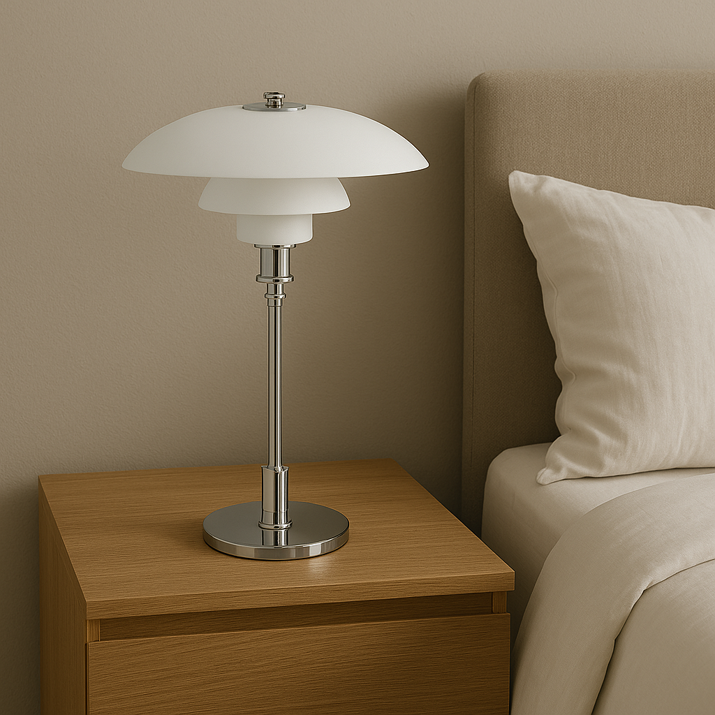 Modern Glass Globe Table Lamp with Dimmer Switch for Bedroom & Living Room – LED Accent Light with Gold or Silver Metal Base | Thomler