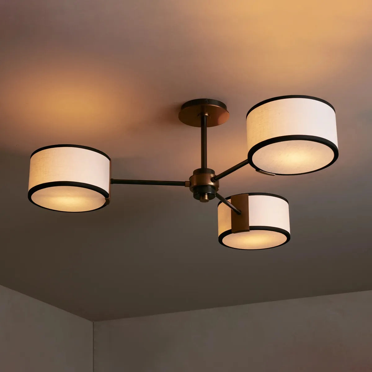 Fabric Drum Ceiling Light 36-Inch – Steel Flush Mount for Living Room, Bedroom, Entryway & Hallway | Thomler