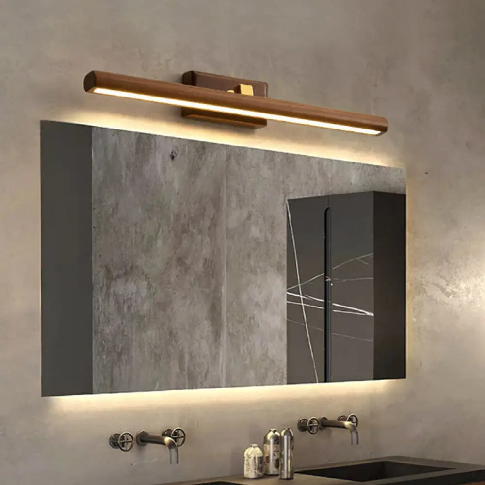Linear Wood Vanity Light Fixture with LED & Acrylic Diffuser for Bathroom Mirror | Modern Sconce in Dark Walnut Finish | Thomler