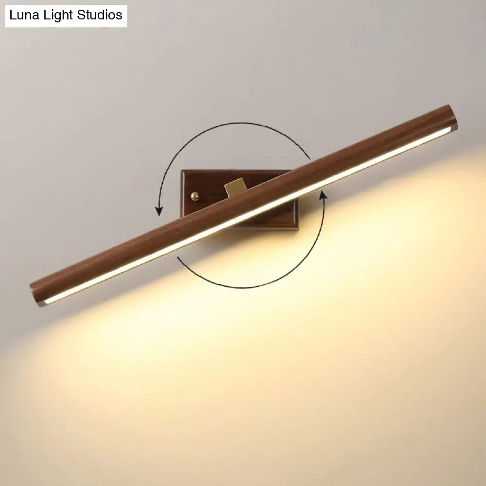 Linear Wood Vanity Light Fixture with LED & Acrylic Diffuser for Bathroom Mirror | Modern Sconce in Dark Walnut Finish | Thomler