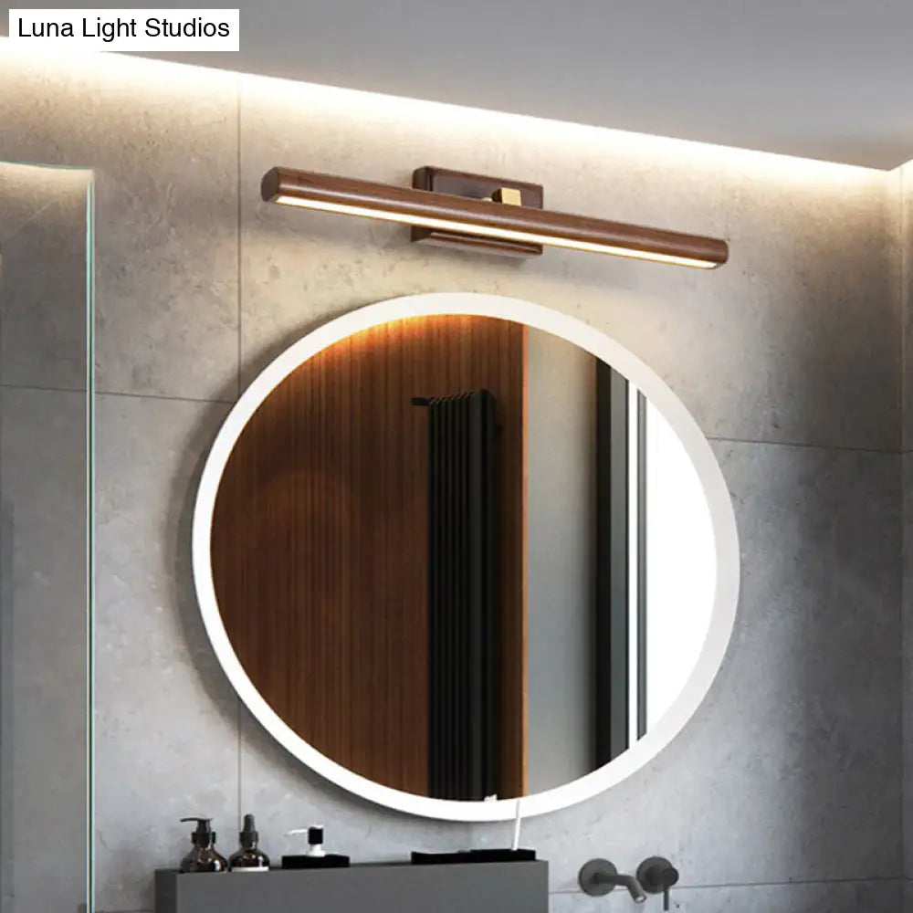 Linear Wood Vanity Light Fixture with LED & Acrylic Diffuser for Bathroom Mirror | Modern Sconce in Dark Walnut Finish | Thomler