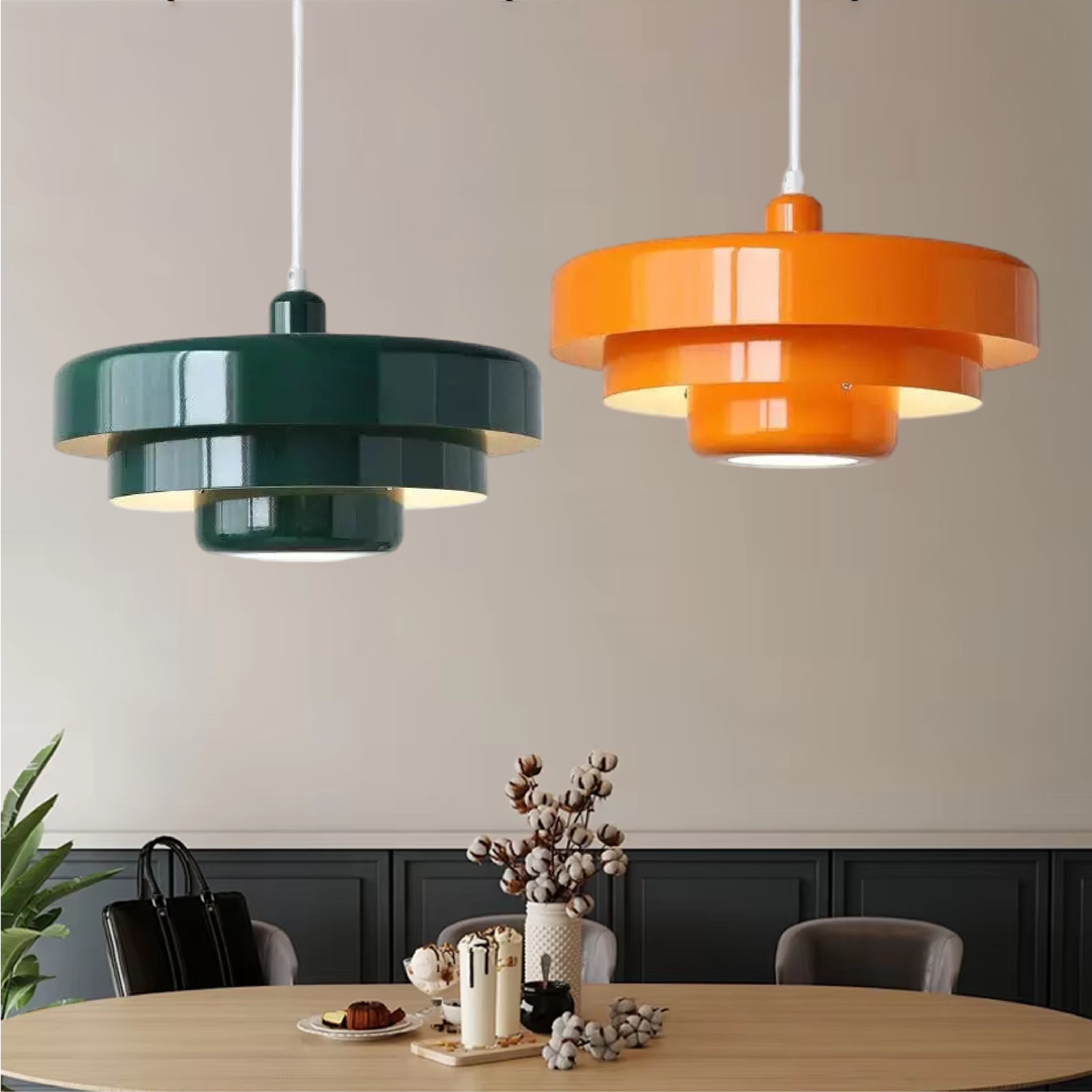 Pendant Light Iron 35.0 cm Orange Gold Black Dining Room Bauhaus Mid Century Industrial Hanging Ceiling Lamp | Thomler