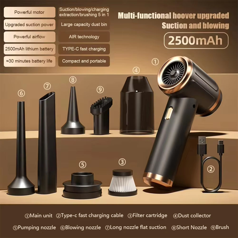 Cordless Handheld Car Vacuum Cleaner with 45000Pa Suction Power & 5-in-1 Multi-Function for Auto Interior Detailing Pet Hair Removal | Thomler