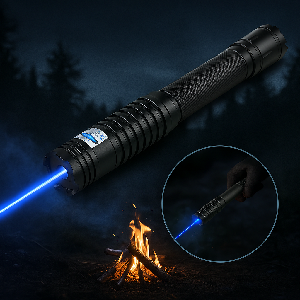 High-Power Blue Laser Pointer 450nm Adjustable Focus Aluminum Flashlight for Outdoor & Camping 16400 ft Range Rechargeable Tactical Light | Thomler