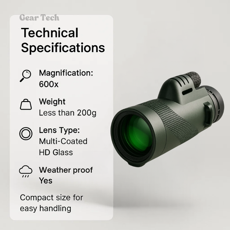 Pocket Monocular Telescope 60x Zoom HD Optics for Wildlife Watching Hiking Concerts Sporting Events Compact Lightweight Phone Camera Adapter | Thomler