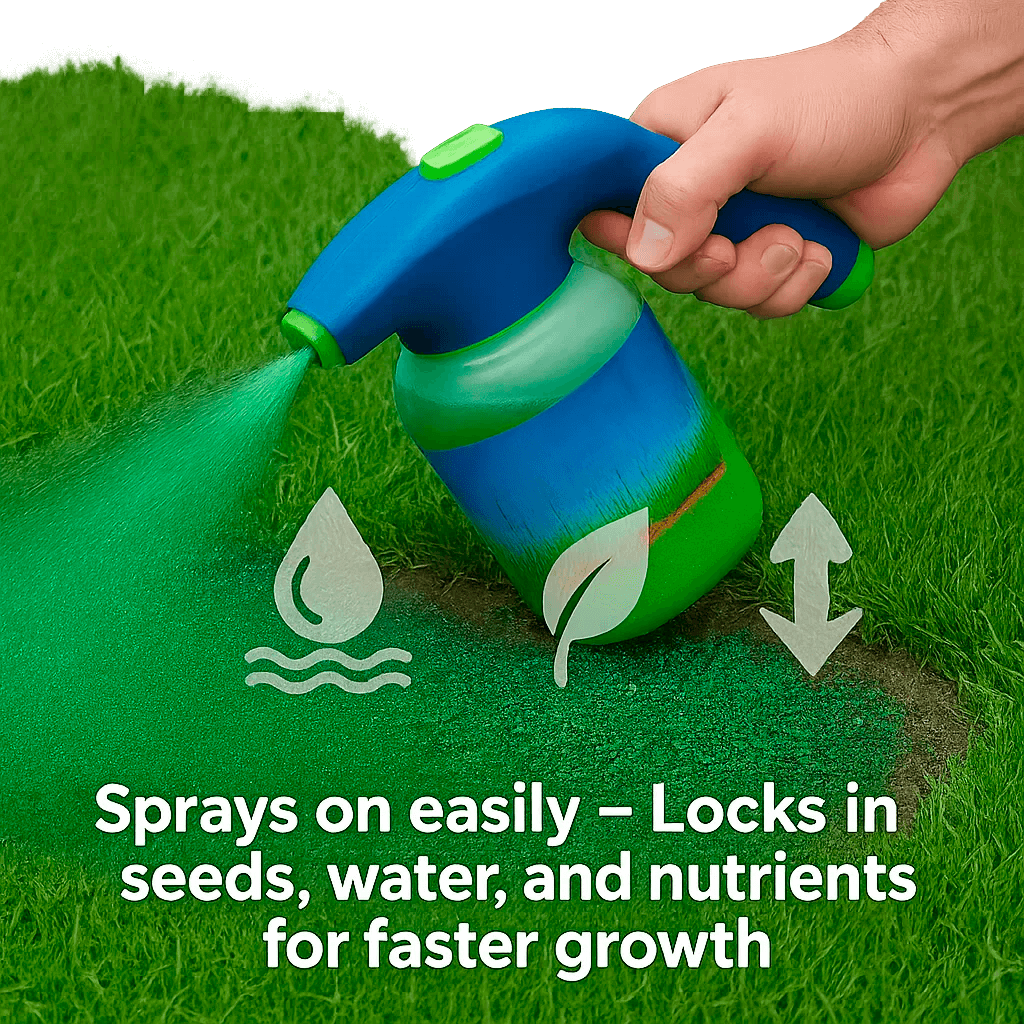 Spray-On Grass Seed Hydro Seeding System for Bare Spots & Dog Patches – Garden Hose Attachment Lawn Repair Kit for Quick Coverage & Green | Thomler
