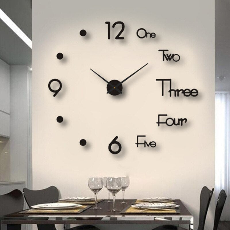 Large Decorative Wall Clock Oversized Metal Acrylic Silent Quartz Living Room Bedroom Office Modern Minimalist Statement Piece | Thomler