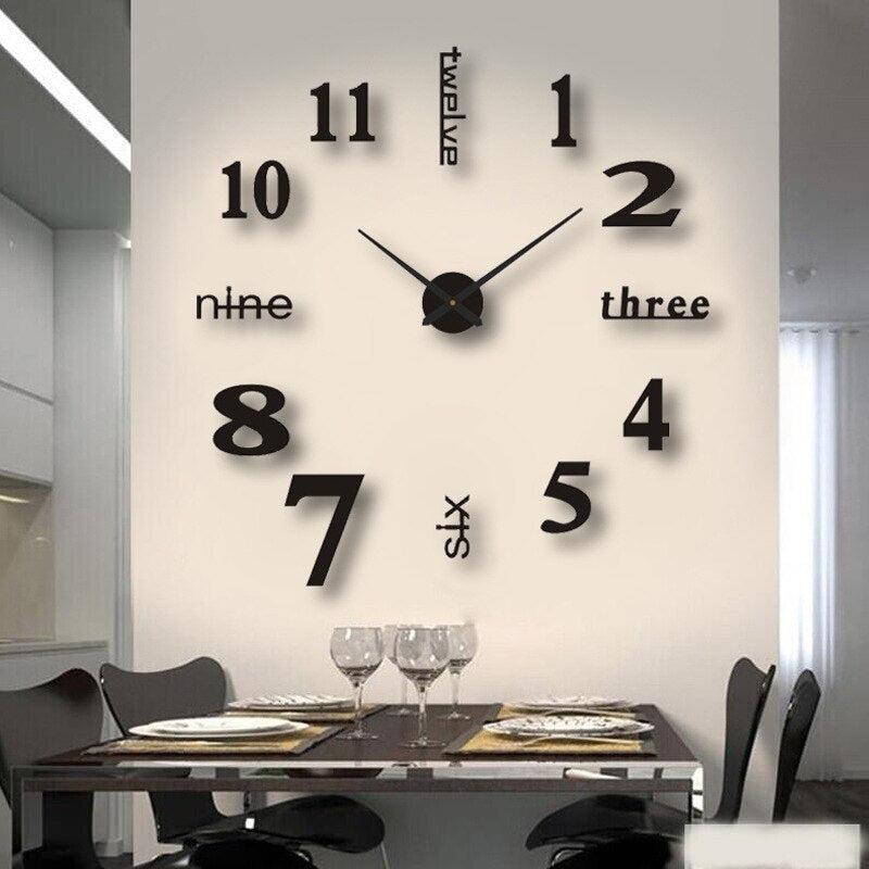 Large Decorative Wall Clock Oversized Metal Acrylic Silent Quartz Living Room Bedroom Office Modern Minimalist Statement Piece | Thomler