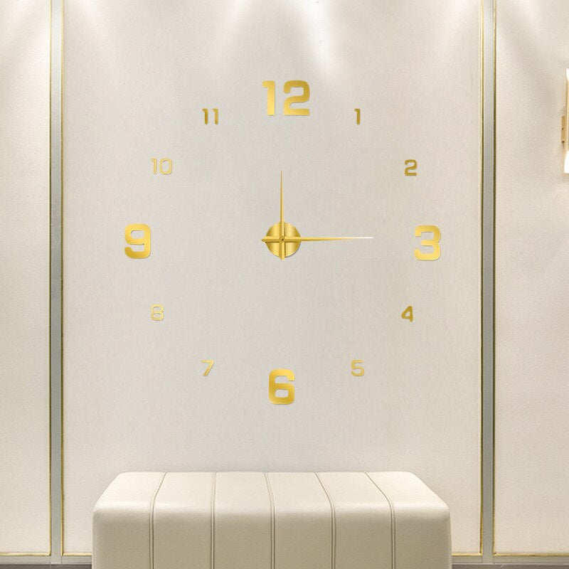 Large Decorative Wall Clock Oversized Metal Acrylic Silent Quartz Living Room Bedroom Office Modern Minimalist Statement Piece | Thomler