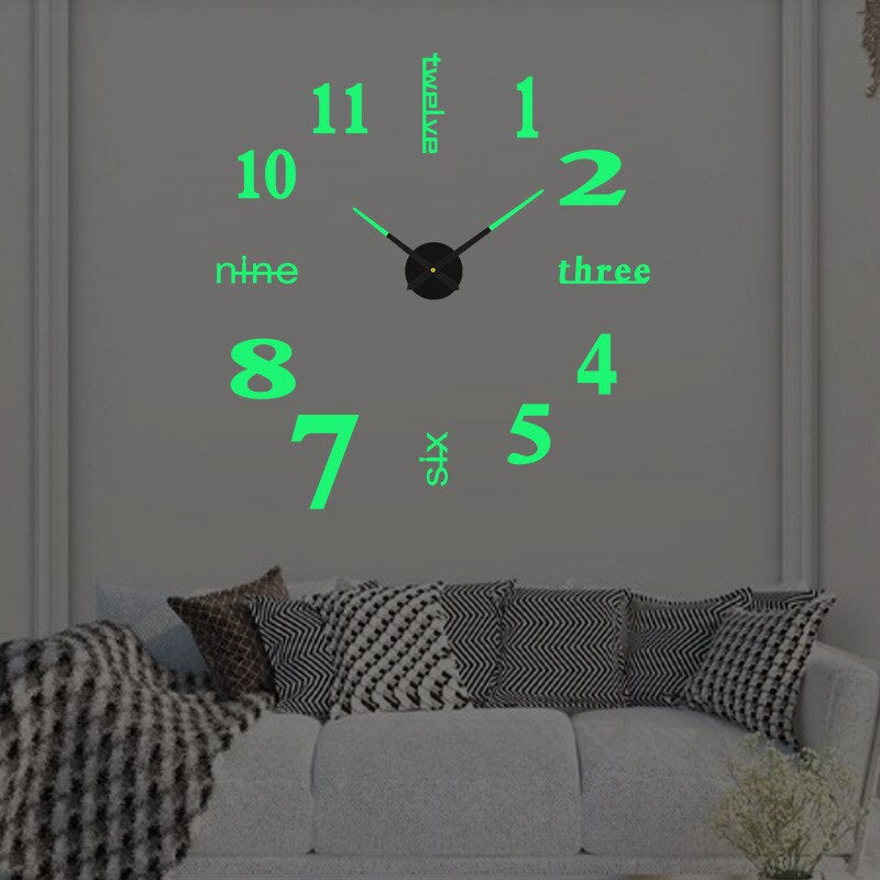 Large Decorative Wall Clock Oversized Metal Acrylic Silent Quartz Living Room Bedroom Office Modern Minimalist Statement Piece | Thomler