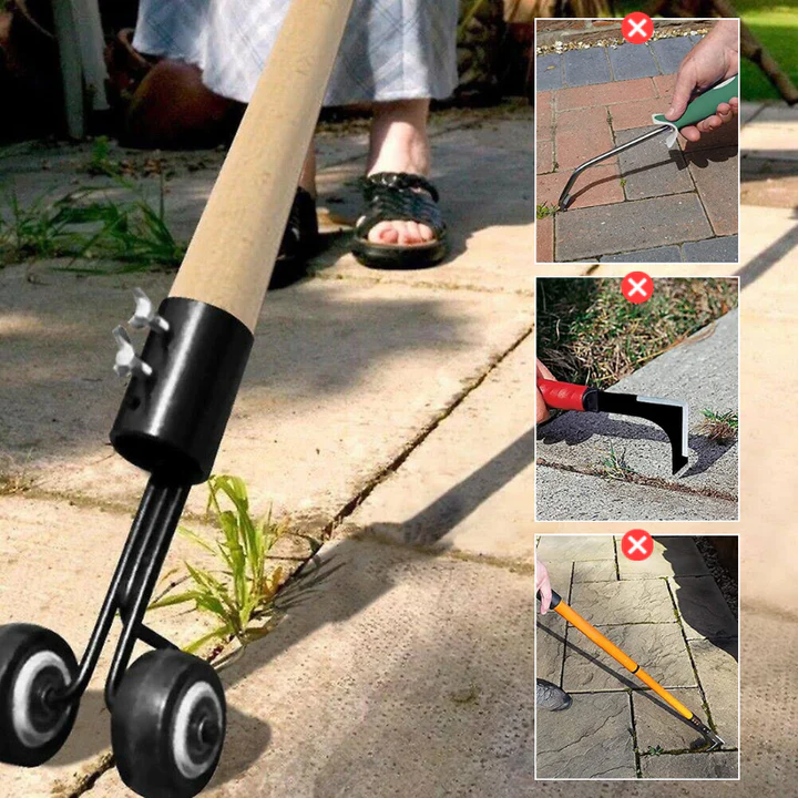 Dual-Hook Crack Weeder Tool for Paving & Driveways – Detachable Metal Weeding Head for Patio Gaps & Lawn Edges | Thomler