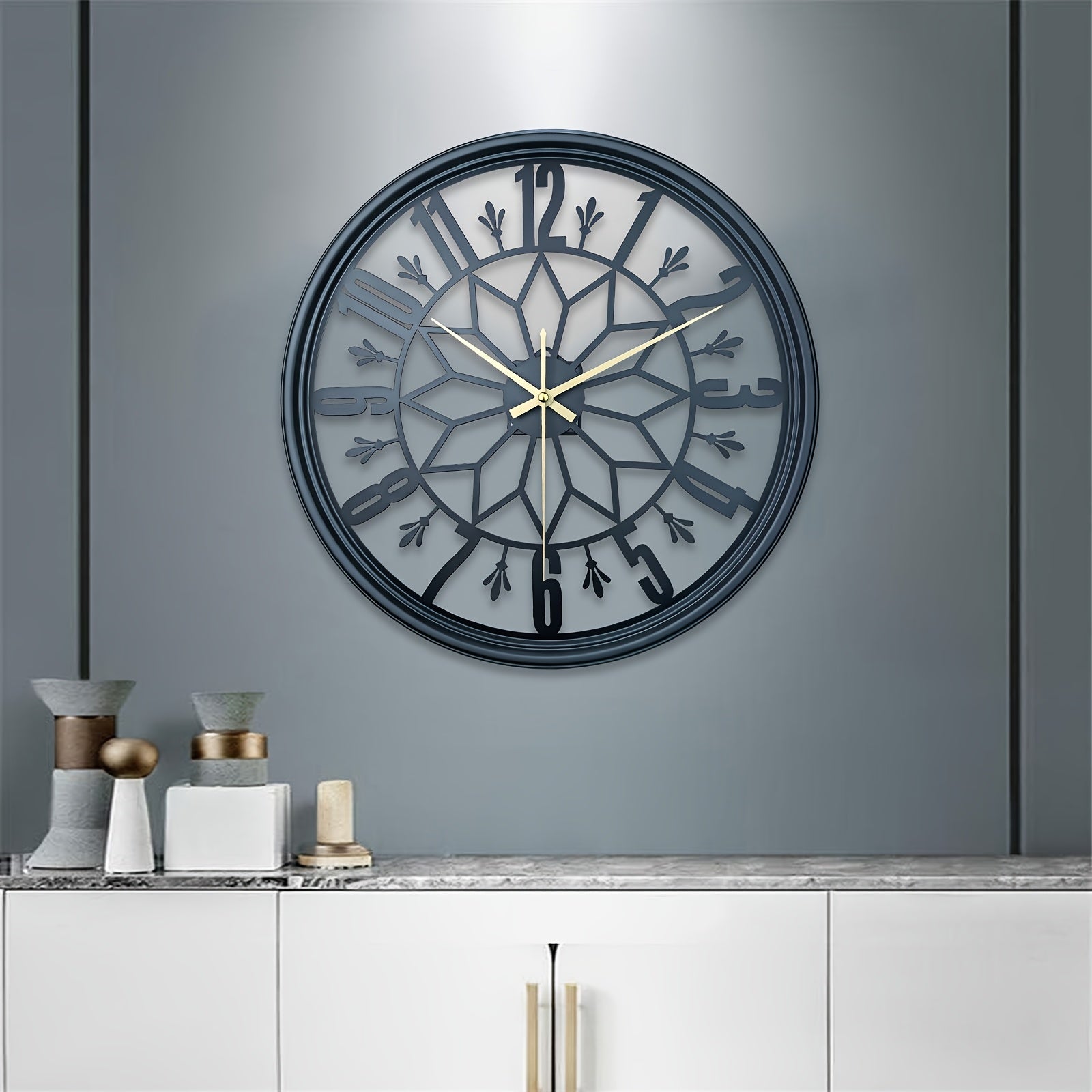 Retro Metal Wall Clock Silent Quartz Movement Industrial Home Office Decor No Ticking Quiet Battery Operated Vintage Handcrafted Look Living | Thomler