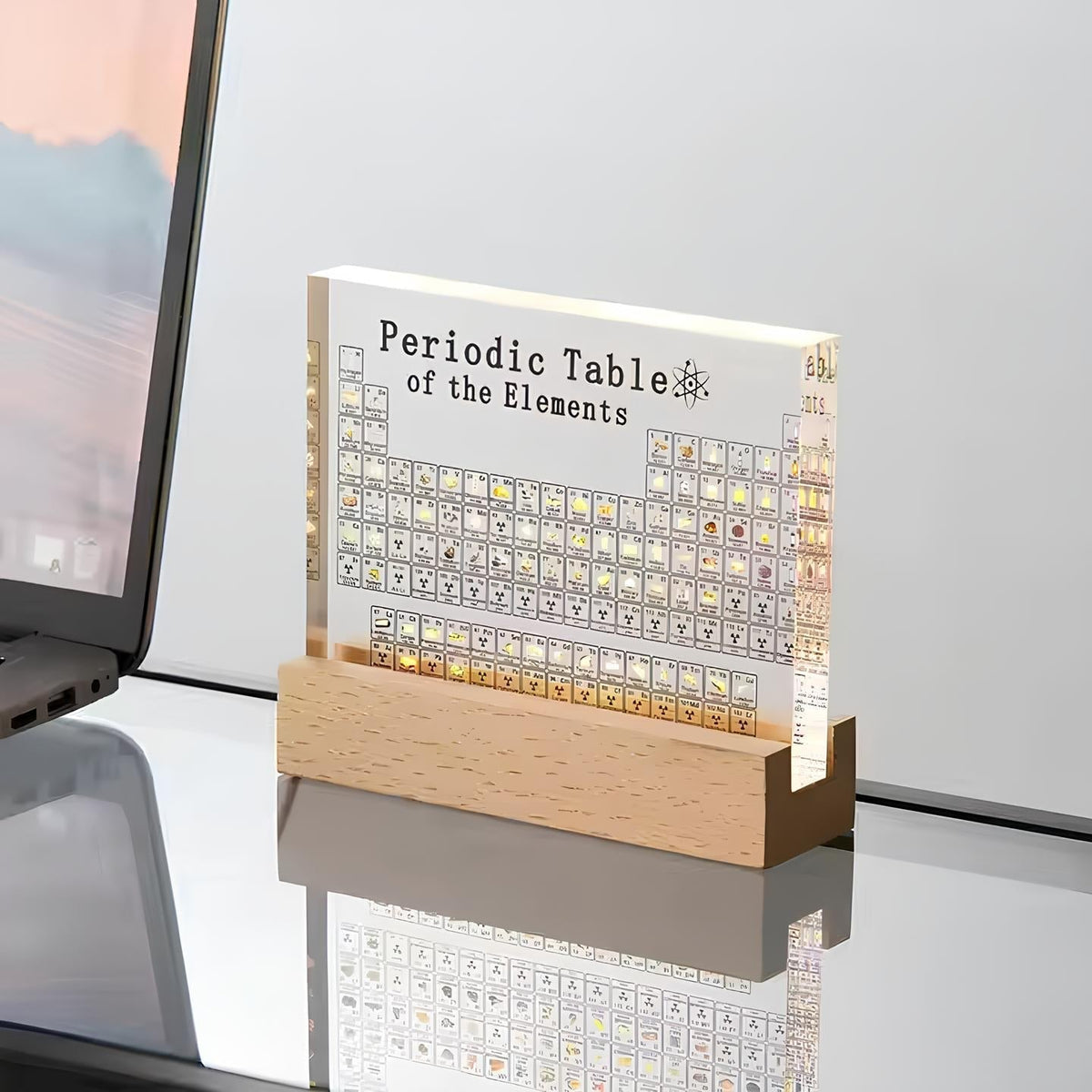 Backlit Chemistry Display with 83 Authentic Elements in Acrylic – Desktop Science Art | Thomler