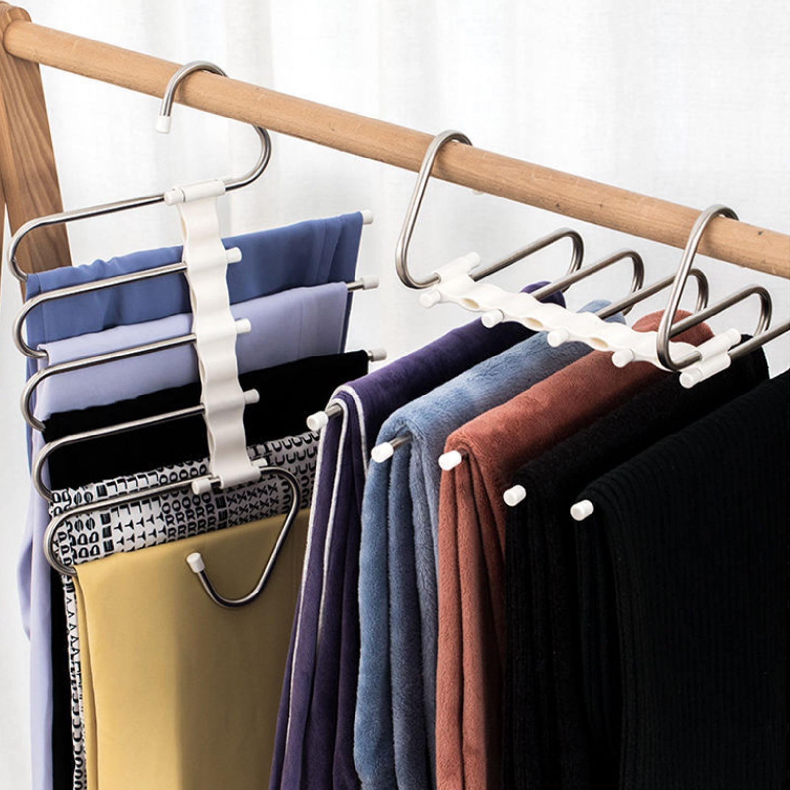 Space-Saving Closet Organizer Hanger with Retractable Arms for Pants, Scarves, Belts & Accessories - Multi-Tier Storage System for Bedroom W | Thomler