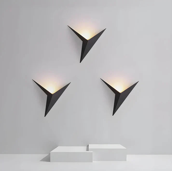 Wall Lamp Iron 20.0 cm Black Bedroom Living Room LED Lighting Origami Design | Thomler