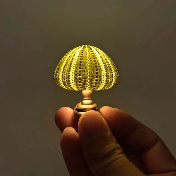Sea Urchin Shell Night Light with Gold-Tone Base – Coastal Accent Lamp for Bedroom, Living Room & Nursery | Thomler