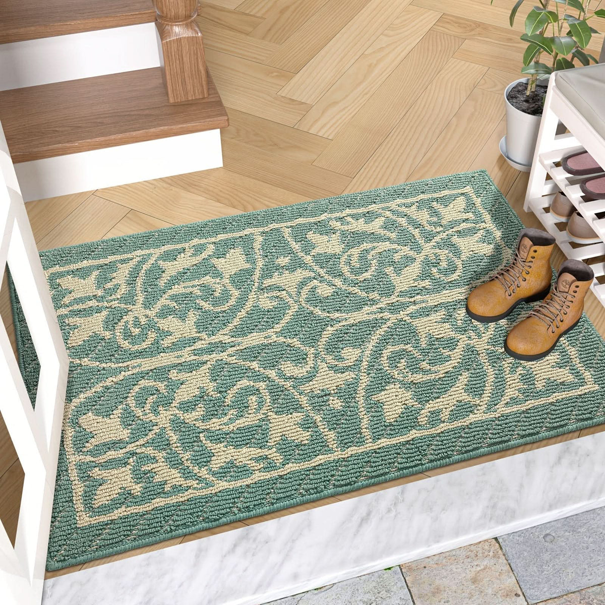 Entryway Mat with Non-Slip Rubber Backing – Low Profile Door Mat for Indoor Use – Traps Dirt & Moisture – Machine Washable | Thomler
