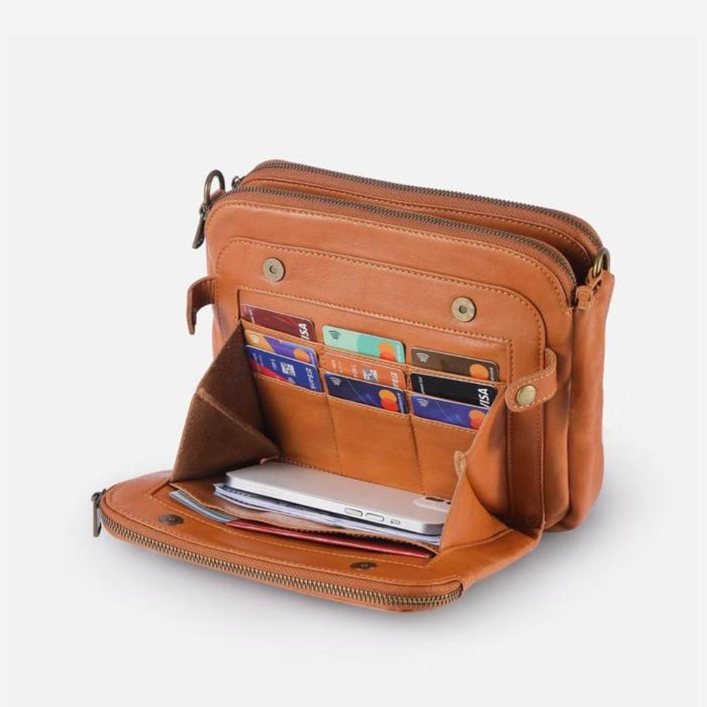 Full-Grain Leather Shoulder Bag with Integrated Wallet & Card Slots - Spacious Crossbody Purse for Women - Adjustable Strap Handbag for | Thomler