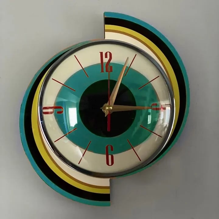 Handcrafted Sunburst Wall Clock Mid-Century Modern Design 16 Inch Silent Battery Operated Decorative Timepiece for Living Room Bedroom | Thomler