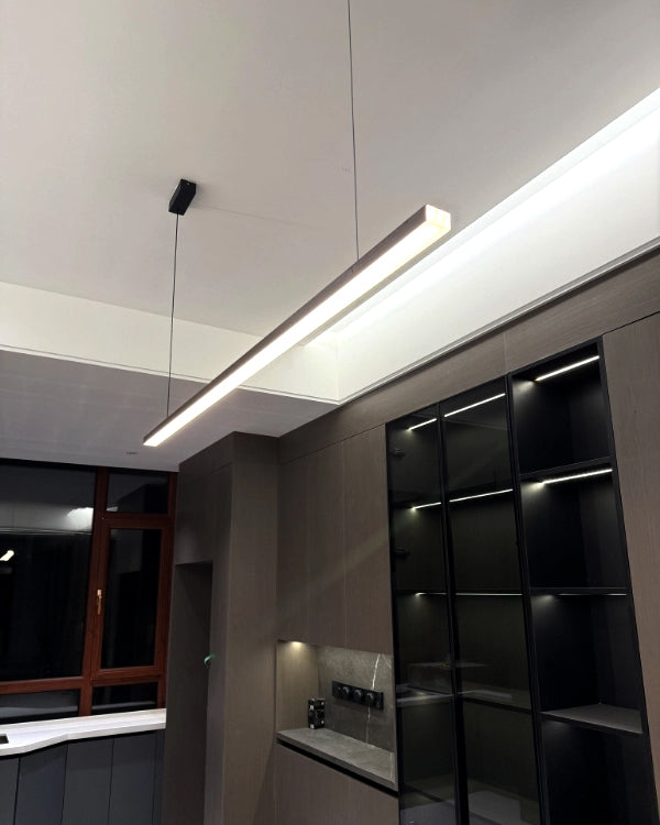 Linear Pendant Light Metal 39 in Adjustable Kitchen Island LED Warm White 3000K-6000K Modern Dining Room Hanging Lamp | Thomler