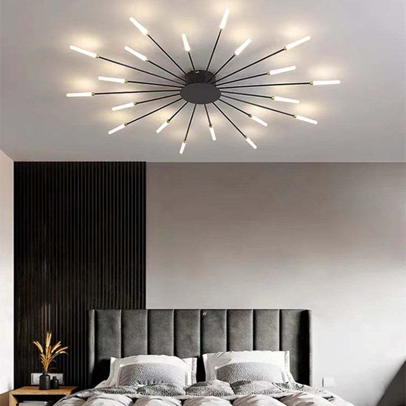 Starburst Flush Mount Ceiling Light Black Gold Modern Firework LED Fixture Bedroom Living Room Natural White Hardwired Indoor | Thomler