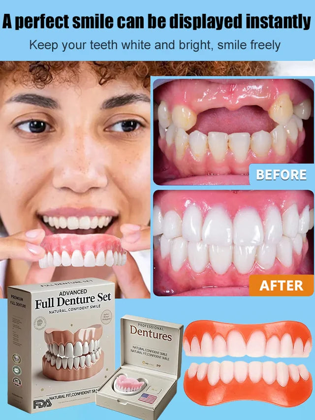 Moldable Cosmetic Dental Veneers Upper & Lower Set Reusable Snap-On Smile Kit for Instant Confidence Natural Look Temp Teeth Cover | Thomler