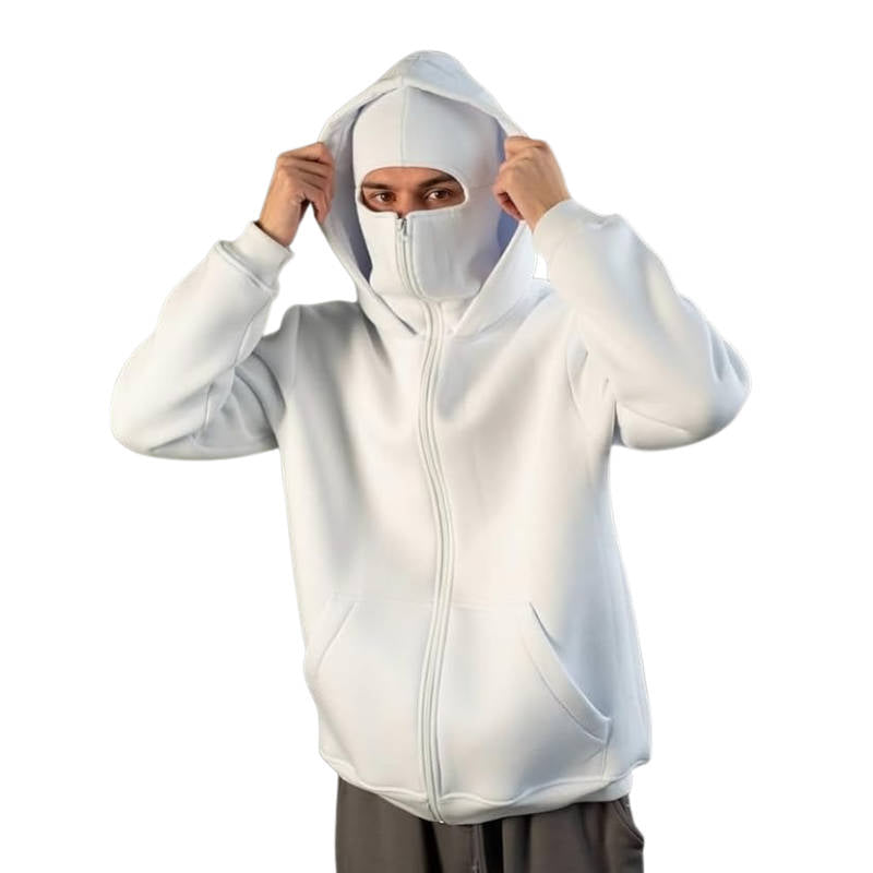 Face-Cover Zip Jacket with Double-Layer Hood for Cold Weather & Outdoor Activities | Thomler