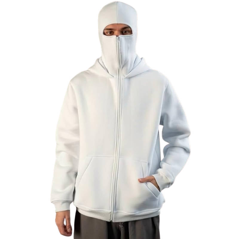 Face-Cover Zip Jacket with Double-Layer Hood for Cold Weather & Outdoor Activities | Thomler