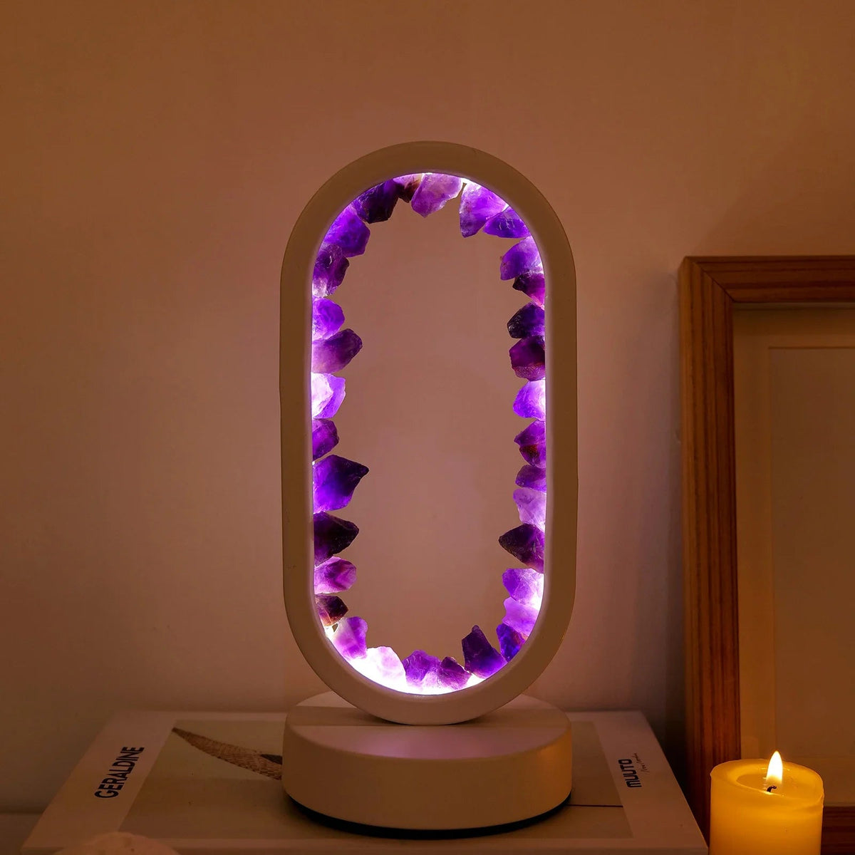 Genuine Crystal Stone Mood Lamp for Relaxation & Meditation, Handcrafted Mineral Accent Light for Home Décor | Thomler