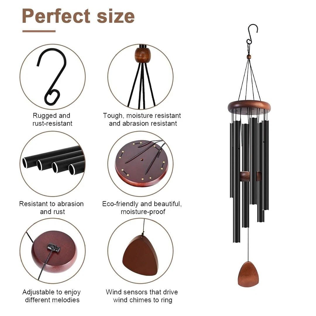 Outdoor Wind Chimes with Deep Resonant Tones - Aluminum Garden Chime for Patio Decor & Backyard Relaxation - Rustproof Hanging Bell Accent | Thomler