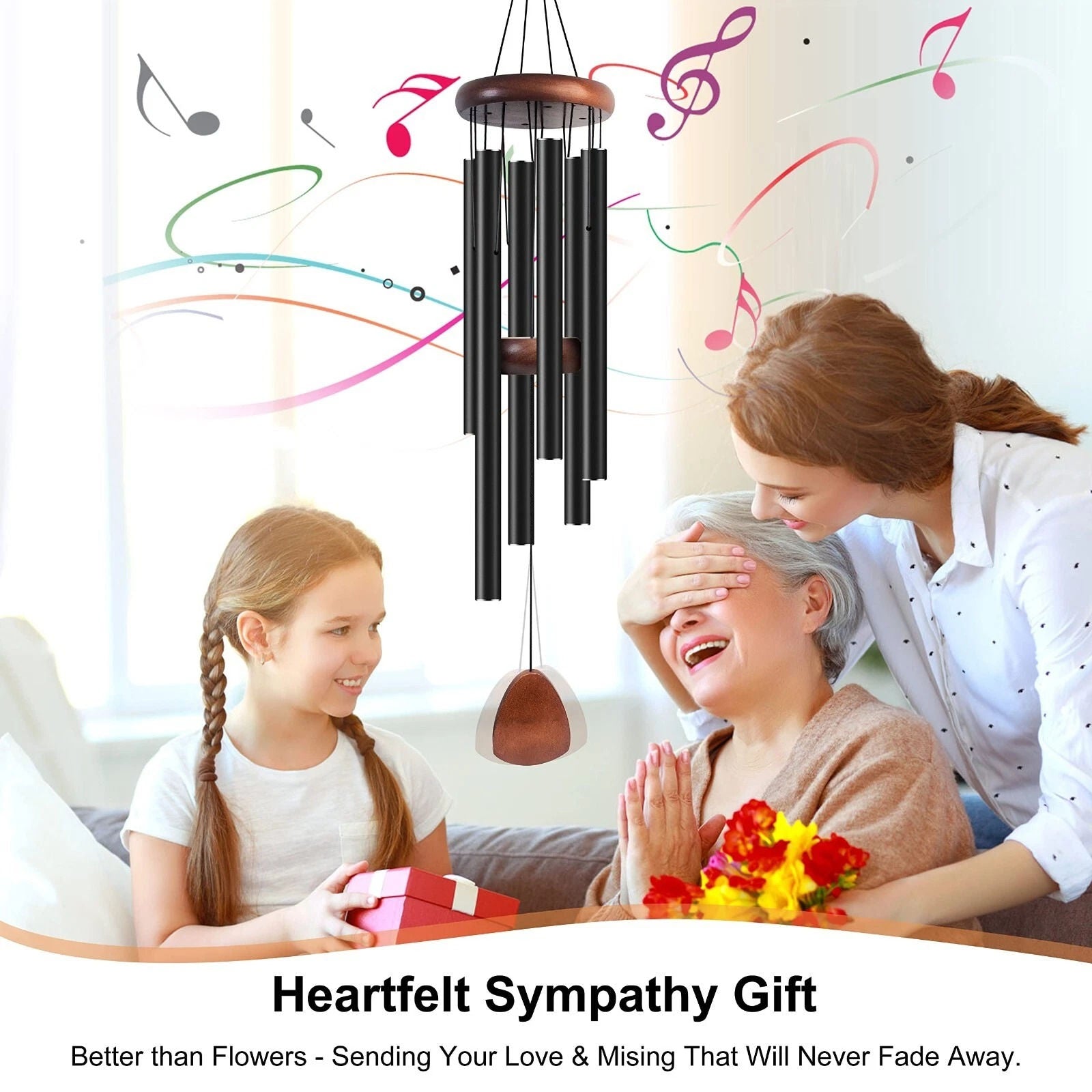 Outdoor Wind Chimes with Deep Resonant Tones - Aluminum Garden Chime for Patio Decor & Backyard Relaxation - Rustproof Hanging Bell Accent | Thomler