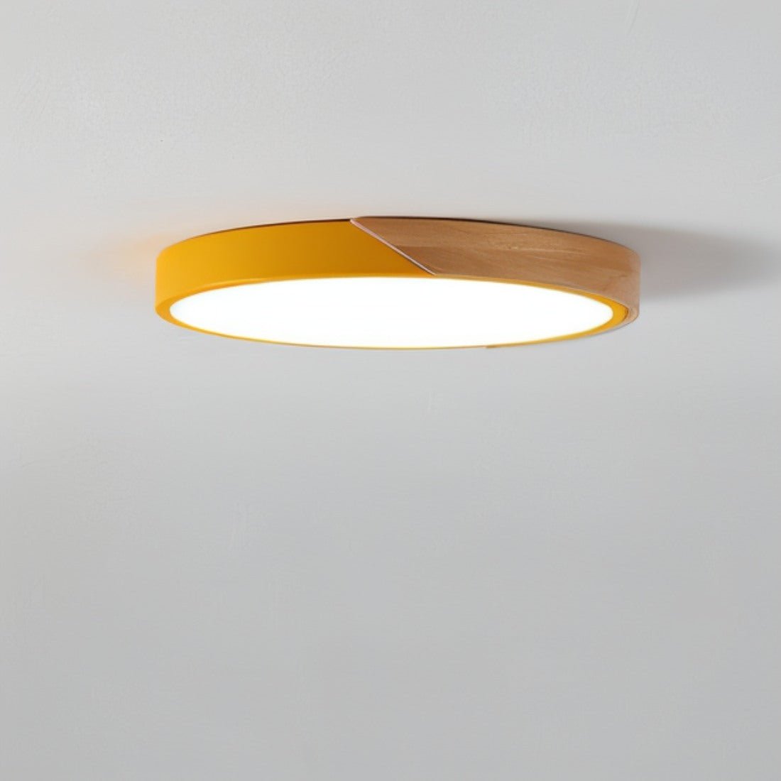 Ceiling Light Wood Metal LED Round 25.0 cm Modern Bedroom Living Room Flush Mount Minimalist Indoor Lighting | Thomler