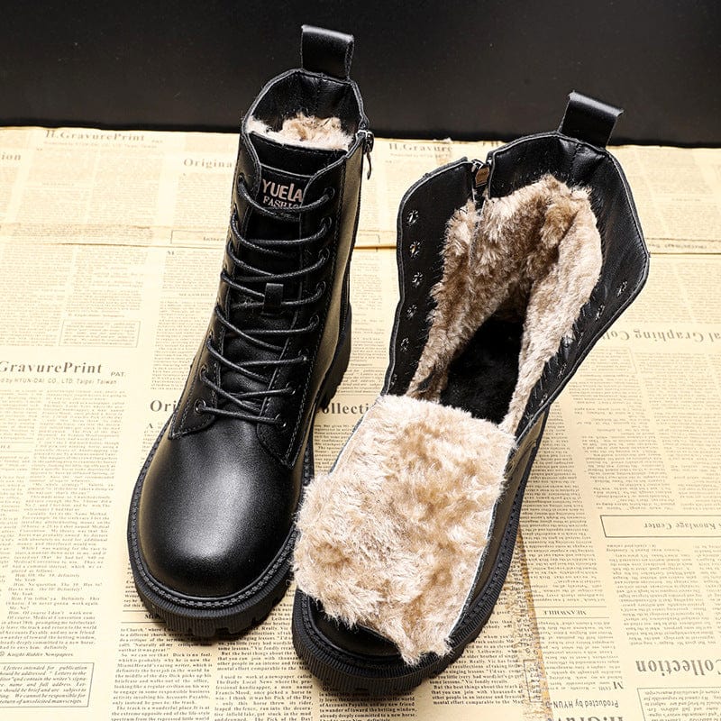 Insulated Waterproof Lace-Up Boots – Quilted Lining & Non-Slip Sole for Cold Weather | Thomler