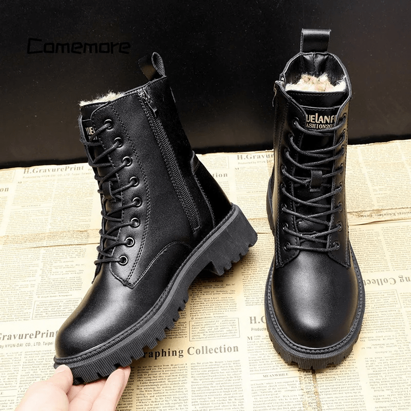 Insulated Waterproof Lace-Up Boots – Quilted Lining & Non-Slip Sole for Cold Weather | Thomler