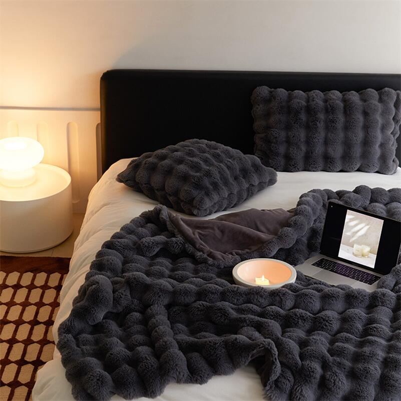 Plush Faux Fur Throw Blanket with Silky Soft Texture for Couch, Bed & Living Room Decor in Multiple Colors | Thomler