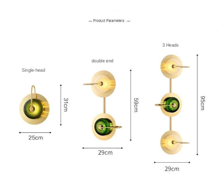 Wall Sconce Light Fixture Gold Finish E27 Socket Clear or Green Glass for Hallway Bedroom Living Room Modern Brass-Style Accent Lighting | Thomler
