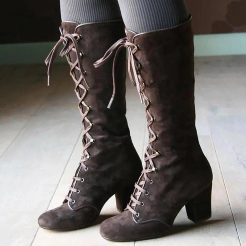 Knee-High Pointed-Toe Boots with Bow Detail – Sleek High-Heel Dress Boots for Women | Thomler