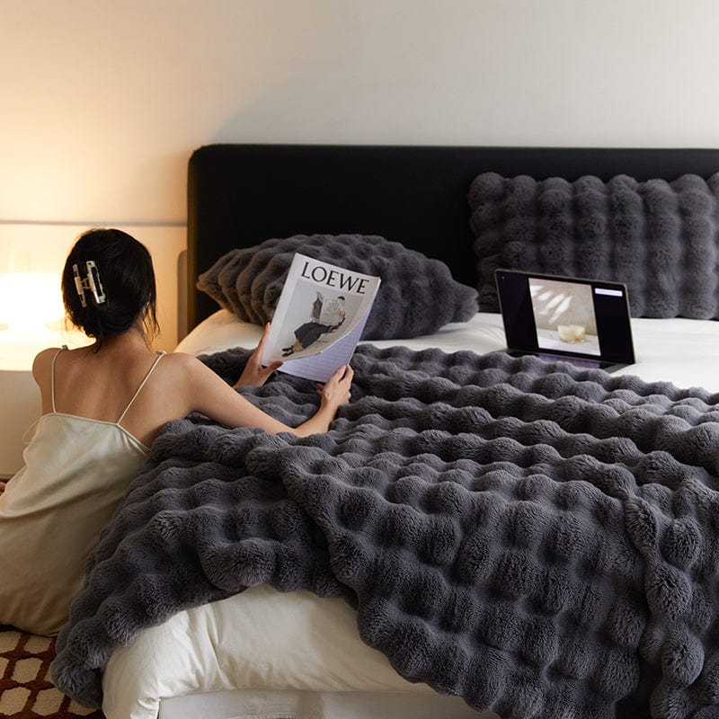 Plush Faux Fur Throw Blanket with Silky Soft Texture for Couch, Bed & Living Room Decor in Multiple Colors | Thomler